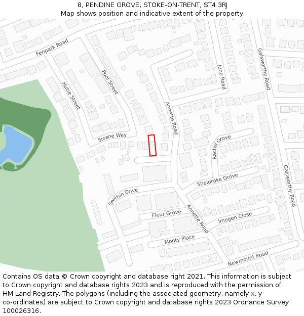 8, PENDINE GROVE, STOKE-ON-TRENT, ST4 3RJ: Location map and indicative extent of plot