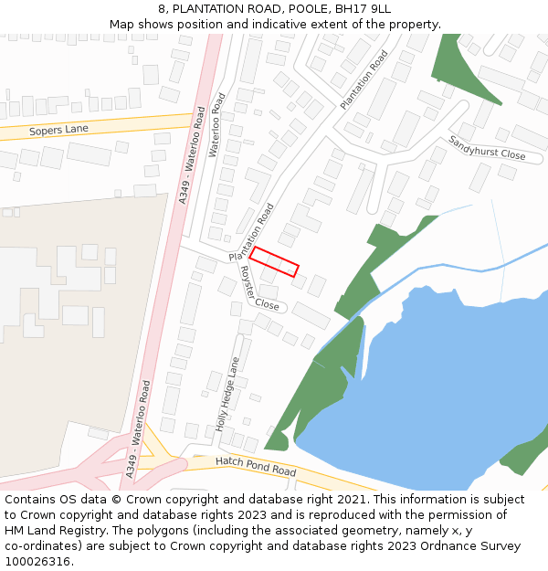 8, PLANTATION ROAD, POOLE, BH17 9LL: Location map and indicative extent of plot