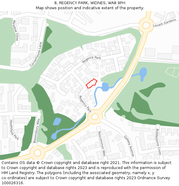 8, REGENCY PARK, WIDNES, WA8 9PH: Location map and indicative extent of plot