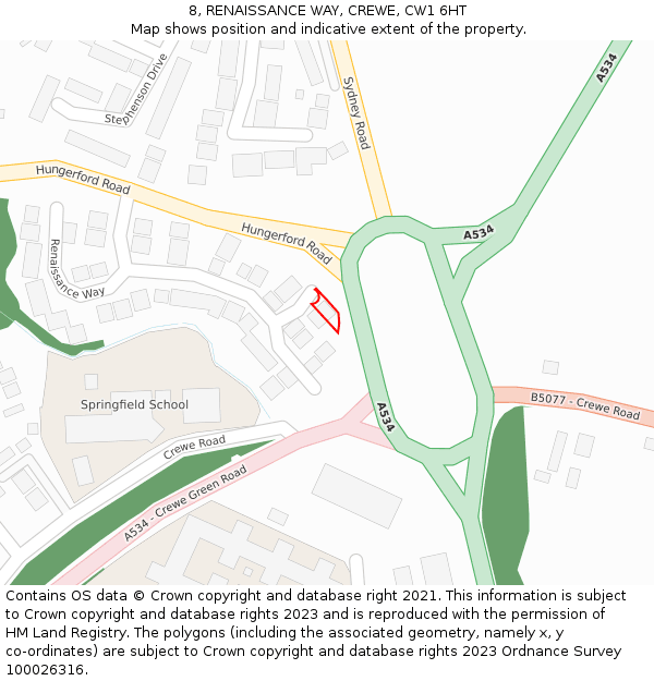 8, RENAISSANCE WAY, CREWE, CW1 6HT: Location map and indicative extent of plot