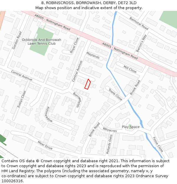 8, ROBINSCROSS, BORROWASH, DERBY, DE72 3LD: Location map and indicative extent of plot