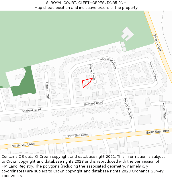 8, ROYAL COURT, CLEETHORPES, DN35 0NH: Location map and indicative extent of plot