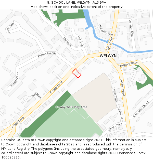 8, SCHOOL LANE, WELWYN, AL6 9PH: Location map and indicative extent of plot