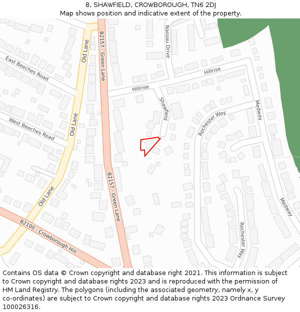 8, SHAWFIELD, CROWBOROUGH, TN6 2DJ: Location map and indicative extent of plot