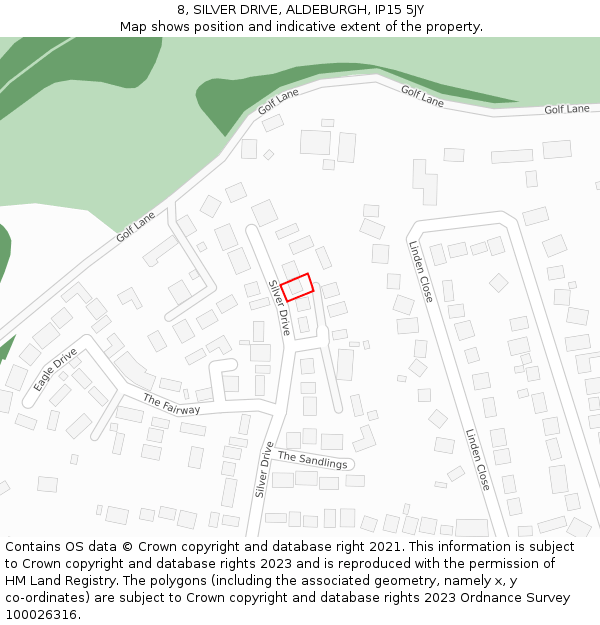 8, SILVER DRIVE, ALDEBURGH, IP15 5JY: Location map and indicative extent of plot