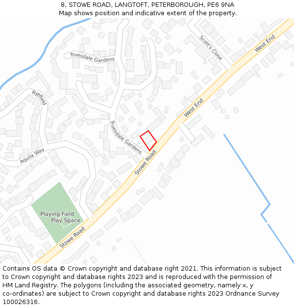 8, STOWE ROAD, LANGTOFT, PETERBOROUGH, PE6 9NA: Location map and indicative extent of plot