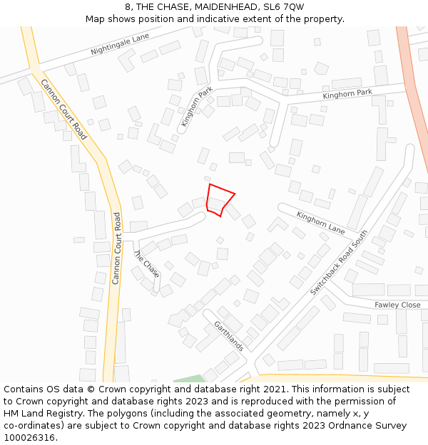 8, THE CHASE, MAIDENHEAD, SL6 7QW: Location map and indicative extent of plot