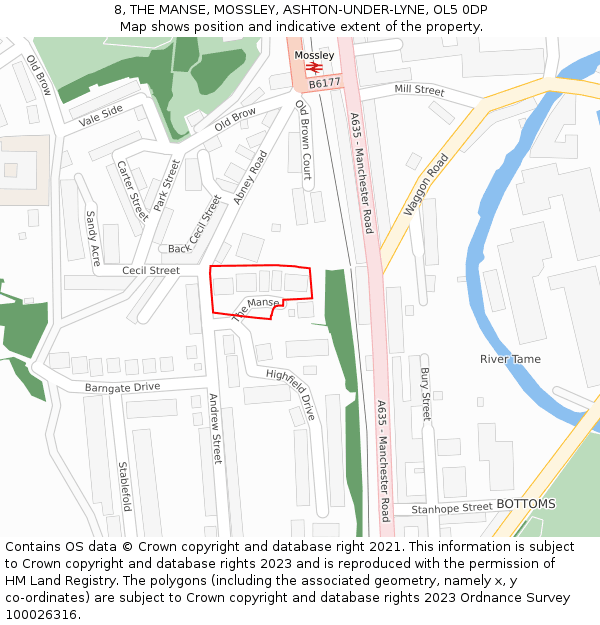 8, THE MANSE, MOSSLEY, ASHTON-UNDER-LYNE, OL5 0DP: Location map and indicative extent of plot