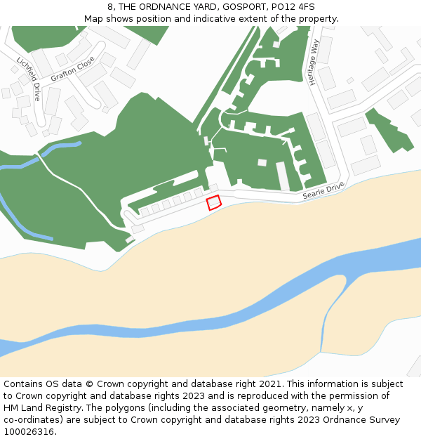 8, THE ORDNANCE YARD, GOSPORT, PO12 4FS: Location map and indicative extent of plot