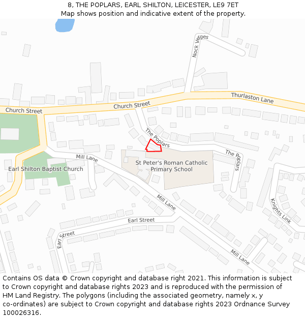 8, THE POPLARS, EARL SHILTON, LEICESTER, LE9 7ET: Location map and indicative extent of plot