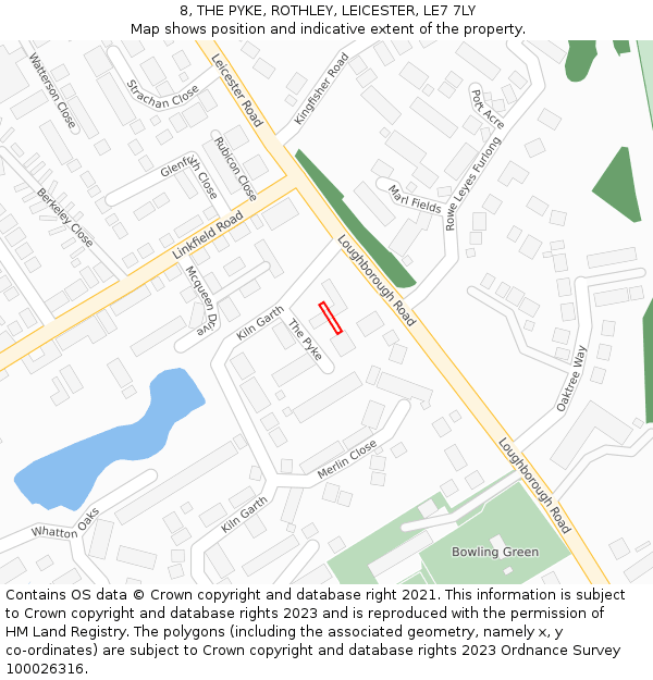 8, THE PYKE, ROTHLEY, LEICESTER, LE7 7LY: Location map and indicative extent of plot