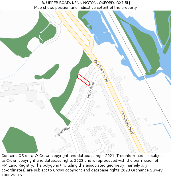 8, UPPER ROAD, KENNINGTON, OXFORD, OX1 5LJ: Location map and indicative extent of plot