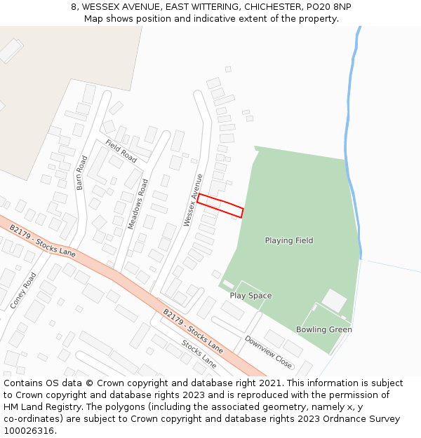 8, WESSEX AVENUE, EAST WITTERING, CHICHESTER, PO20 8NP: Location map and indicative extent of plot