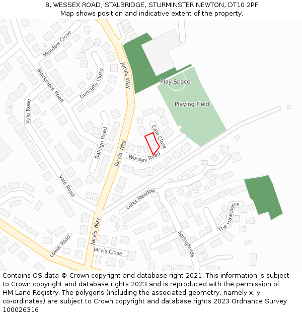 8, WESSEX ROAD, STALBRIDGE, STURMINSTER NEWTON, DT10 2PF: Location map and indicative extent of plot