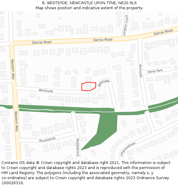 8, WESTSYDE, NEWCASTLE UPON TYNE, NE20 9LS: Location map and indicative extent of plot