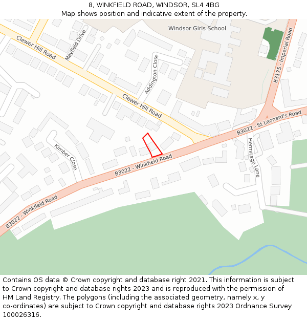 8, WINKFIELD ROAD, WINDSOR, SL4 4BG: Location map and indicative extent of plot