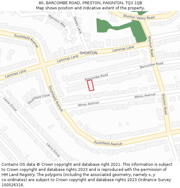 80, BARCOMBE ROAD, PRESTON, PAIGNTON, TQ3 1QB: Location map and indicative extent of plot