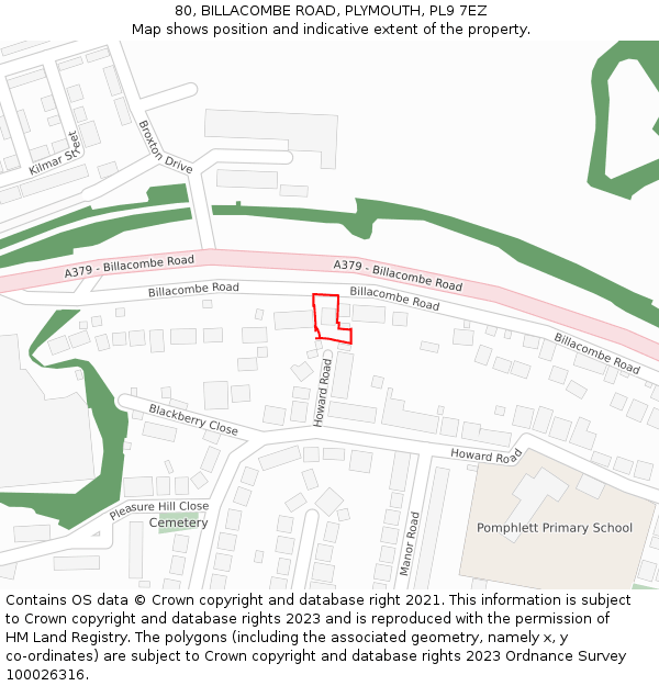 80, BILLACOMBE ROAD, PLYMOUTH, PL9 7EZ: Location map and indicative extent of plot