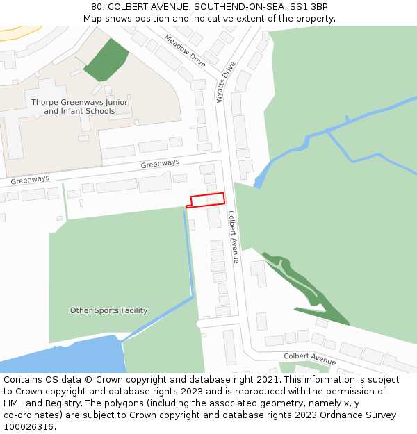 80, COLBERT AVENUE, SOUTHEND-ON-SEA, SS1 3BP: Location map and indicative extent of plot