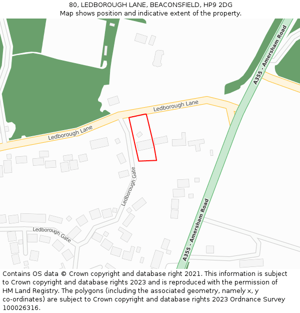 80, LEDBOROUGH LANE, BEACONSFIELD, HP9 2DG: Location map and indicative extent of plot