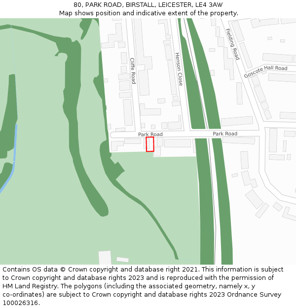 80, PARK ROAD, BIRSTALL, LEICESTER, LE4 3AW: Location map and indicative extent of plot