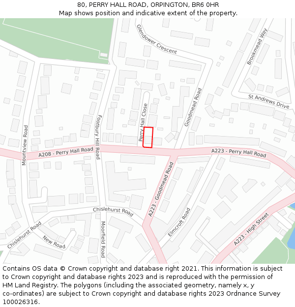 80, PERRY HALL ROAD, ORPINGTON, BR6 0HR: Location map and indicative extent of plot