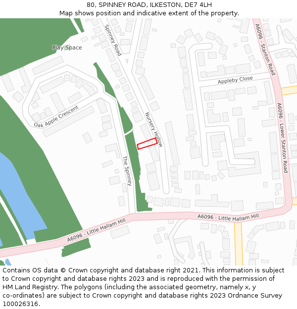 80, SPINNEY ROAD, ILKESTON, DE7 4LH: Location map and indicative extent of plot