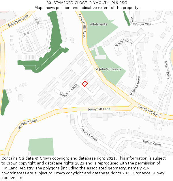 80, STAMFORD CLOSE, PLYMOUTH, PL9 9SG: Location map and indicative extent of plot