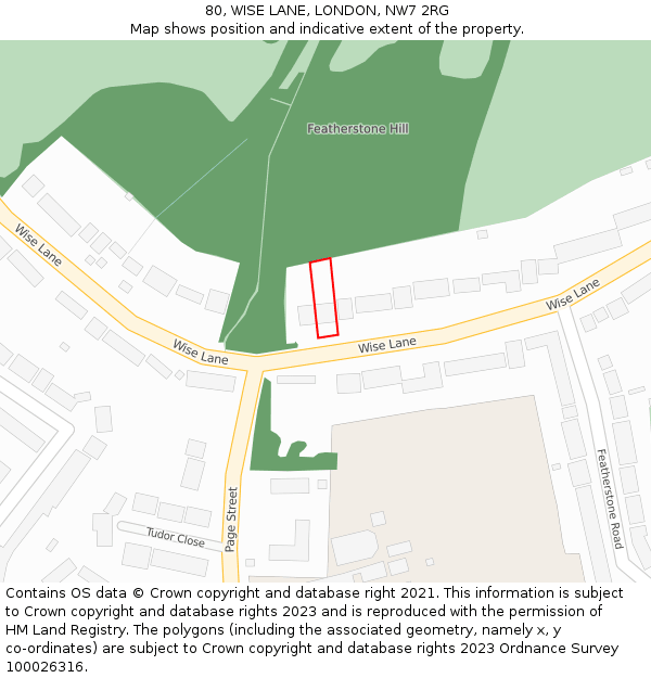 80, WISE LANE, LONDON, NW7 2RG: Location map and indicative extent of plot