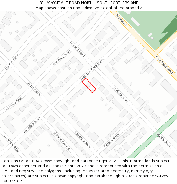 81, AVONDALE ROAD NORTH, SOUTHPORT, PR9 0NE: Location map and indicative extent of plot