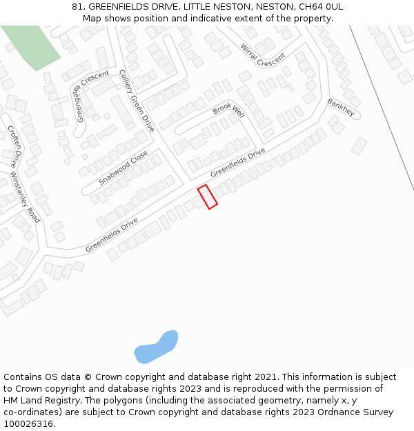 81, GREENFIELDS DRIVE, LITTLE NESTON, NESTON, CH64 0UL: Location map and indicative extent of plot