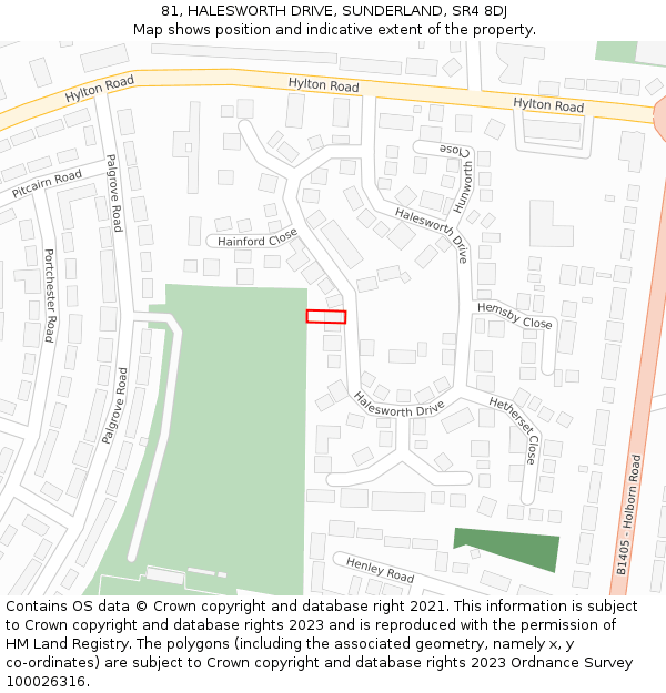 81, HALESWORTH DRIVE, SUNDERLAND, SR4 8DJ: Location map and indicative extent of plot