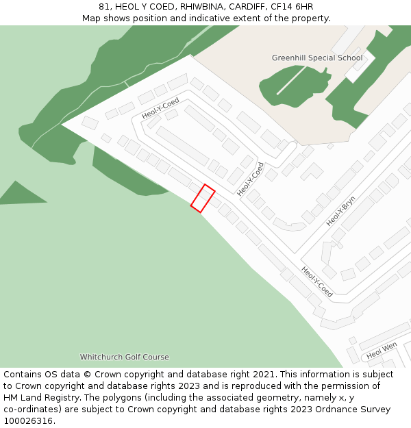 81, HEOL Y COED, RHIWBINA, CARDIFF, CF14 6HR: Location map and indicative extent of plot