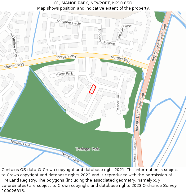 81, MANOR PARK, NEWPORT, NP10 8SD: Location map and indicative extent of plot