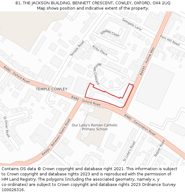 81, THE JACKSON BUILDING, BENNETT CRESCENT, COWLEY, OXFORD, OX4 2UQ: Location map and indicative extent of plot