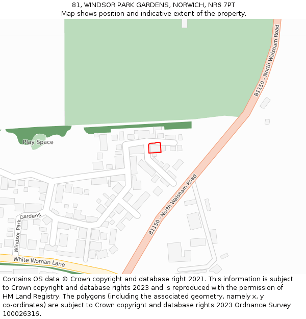 81, WINDSOR PARK GARDENS, NORWICH, NR6 7PT: Location map and indicative extent of plot