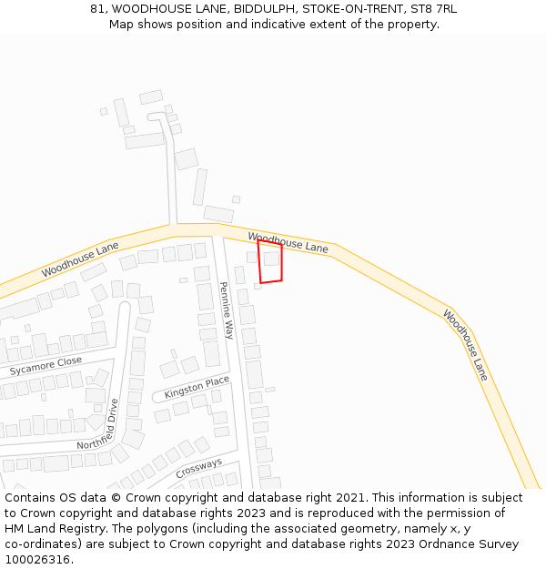 81, WOODHOUSE LANE, BIDDULPH, STOKE-ON-TRENT, ST8 7RL: Location map and indicative extent of plot