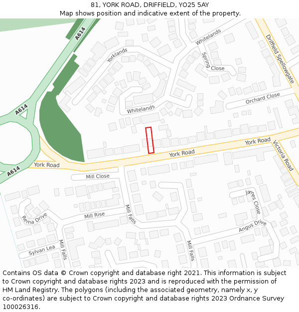 81, YORK ROAD, DRIFFIELD, YO25 5AY: Location map and indicative extent of plot