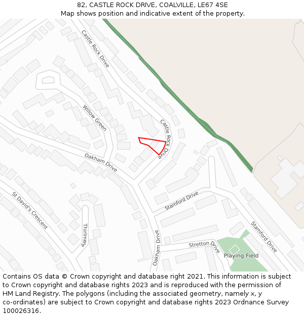 82, CASTLE ROCK DRIVE, COALVILLE, LE67 4SE: Location map and indicative extent of plot