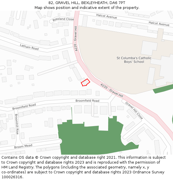 82, GRAVEL HILL, BEXLEYHEATH, DA6 7PT: Location map and indicative extent of plot