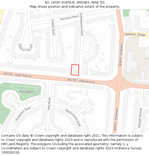 82, LEIGH AVENUE, WIDNES, WA8 7JG: Location map and indicative extent of plot