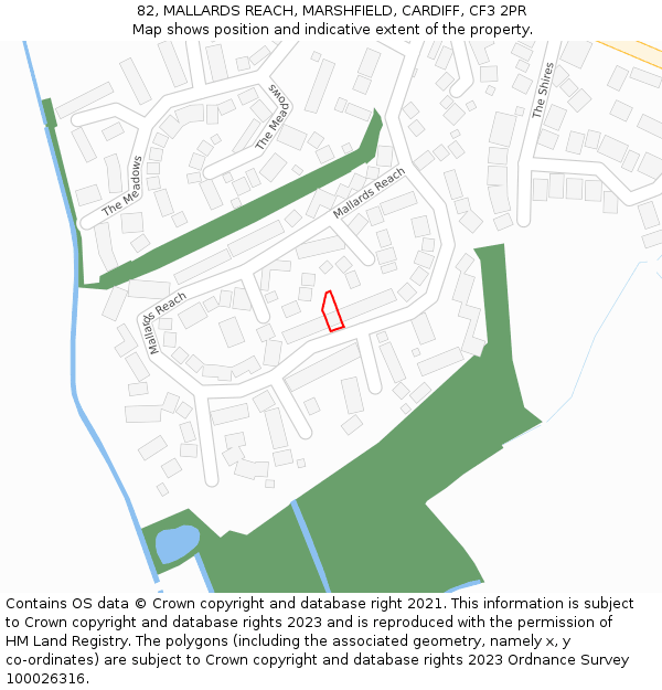 82, MALLARDS REACH, MARSHFIELD, CARDIFF, CF3 2PR: Location map and indicative extent of plot