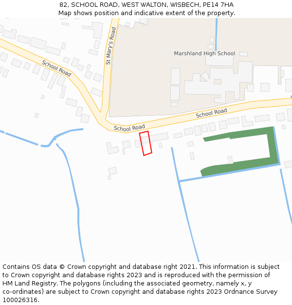 82, SCHOOL ROAD, WEST WALTON, WISBECH, PE14 7HA: Location map and indicative extent of plot