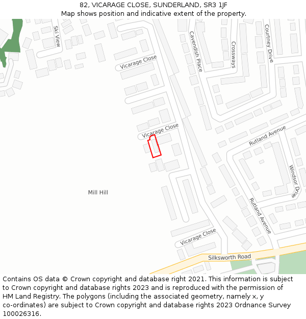 82, VICARAGE CLOSE, SUNDERLAND, SR3 1JF: Location map and indicative extent of plot