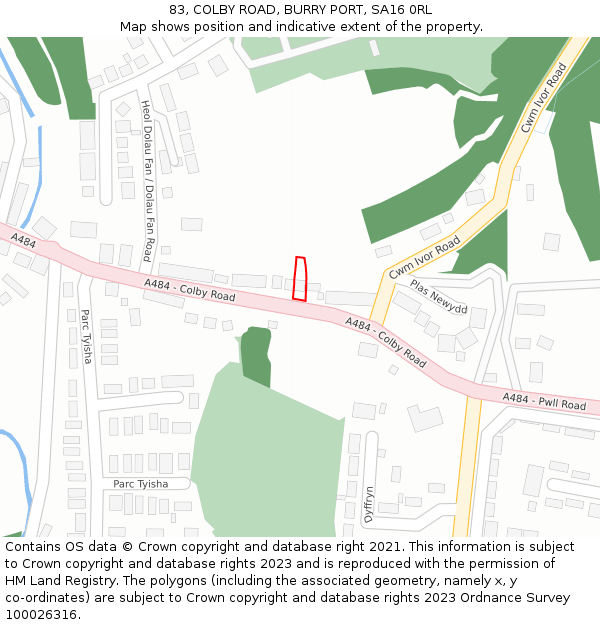 83, COLBY ROAD, BURRY PORT, SA16 0RL: Location map and indicative extent of plot