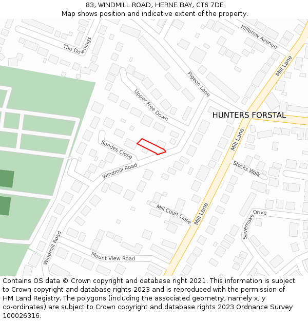 83, WINDMILL ROAD, HERNE BAY, CT6 7DE: Location map and indicative extent of plot