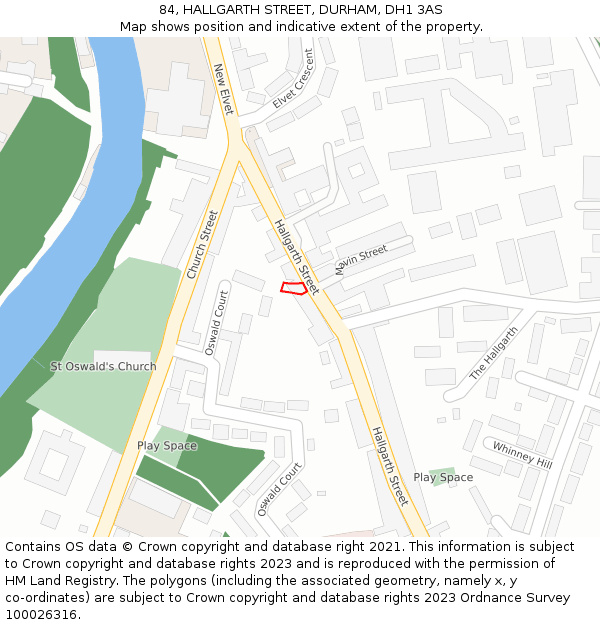 84, HALLGARTH STREET, DURHAM, DH1 3AS: Location map and indicative extent of plot