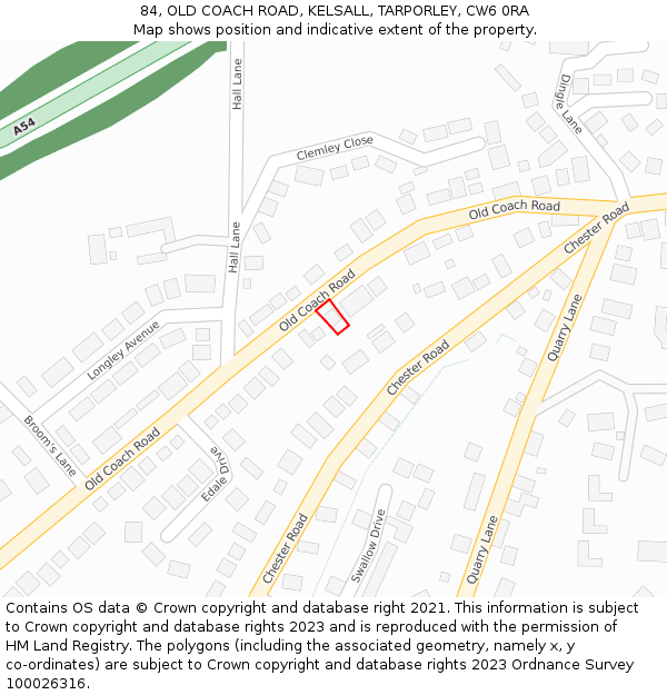 84, OLD COACH ROAD, KELSALL, TARPORLEY, CW6 0RA: Location map and indicative extent of plot