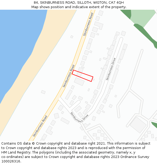 84, SKINBURNESS ROAD, SILLOTH, WIGTON, CA7 4QH: Location map and indicative extent of plot