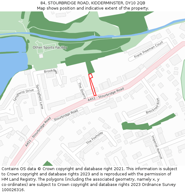 84, STOURBRIDGE ROAD, KIDDERMINSTER, DY10 2QB: Location map and indicative extent of plot